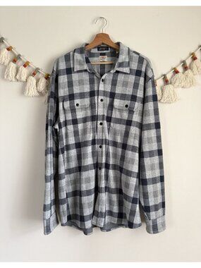 Faherty Legent Sweater Shirt Plaid Button Down Snowy Night Check Blue Mens XXL